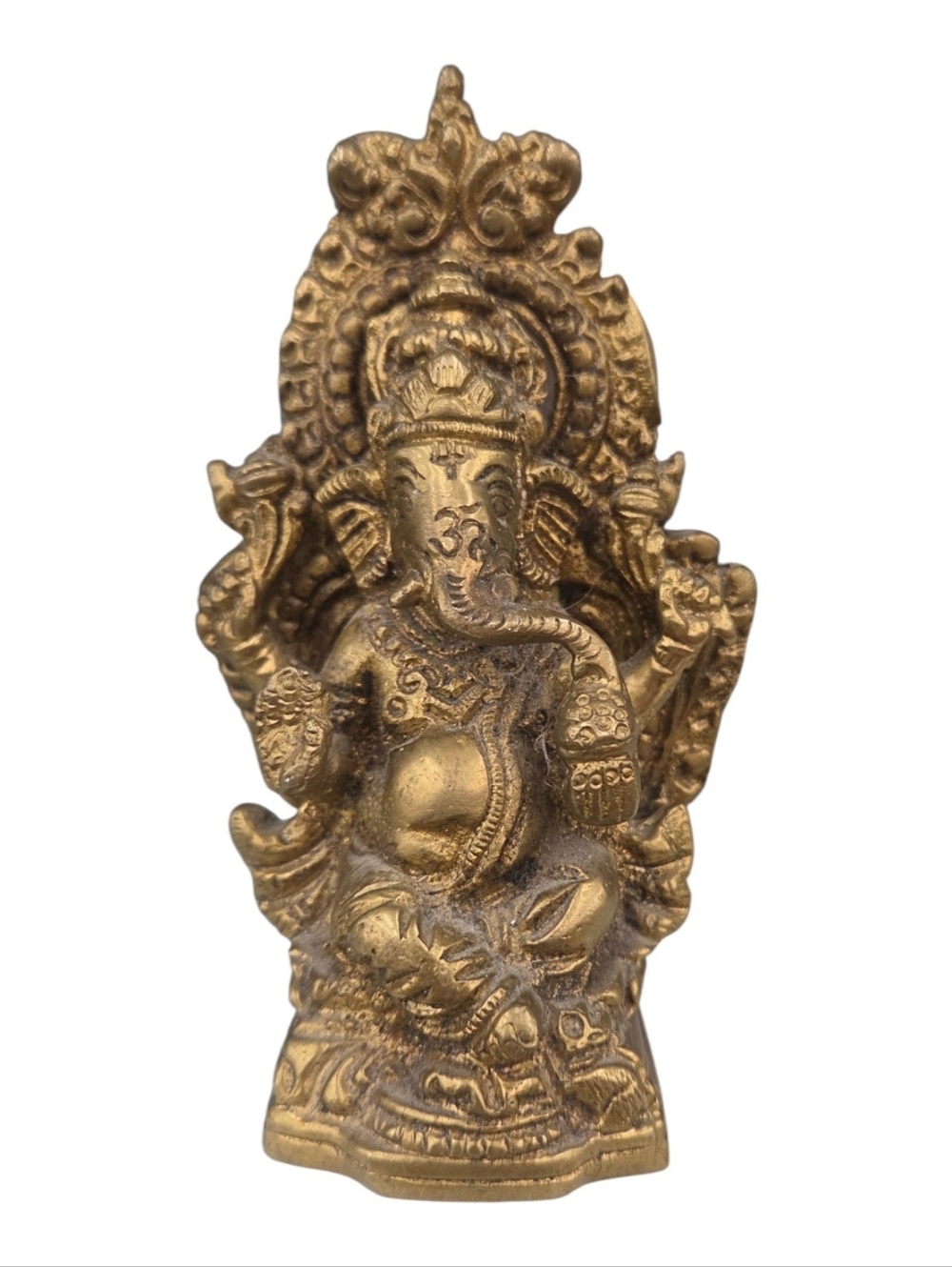 Chaturbhuja Lord Ganesha in Blessing Gesture | Brass Statue Approx 4.5"